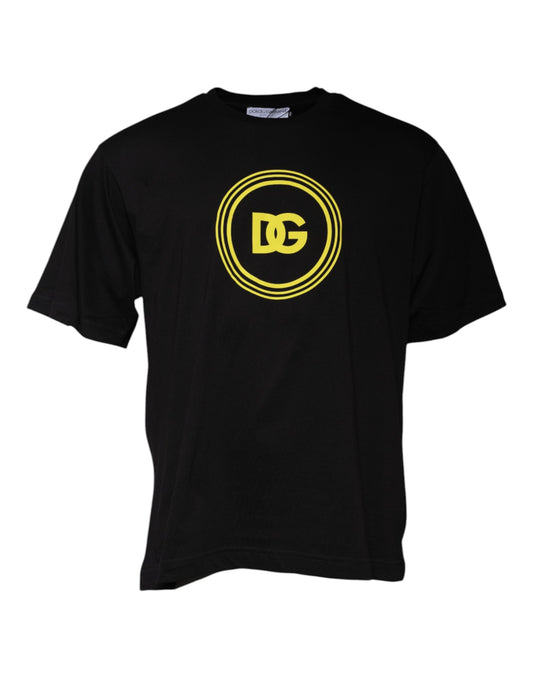 Dolce & Gabbana Black Logo Print Cotton Crew Neck T-shirt by Dolce & Gabbana