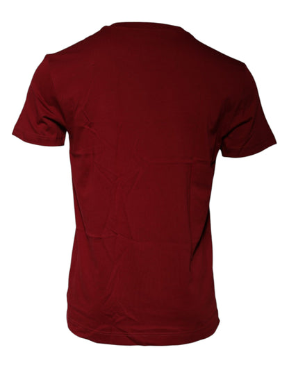 Dolce & Gabbana Maroon Logo Crew Neck Short Sleeves T-shirt by Dolce & Gabbana