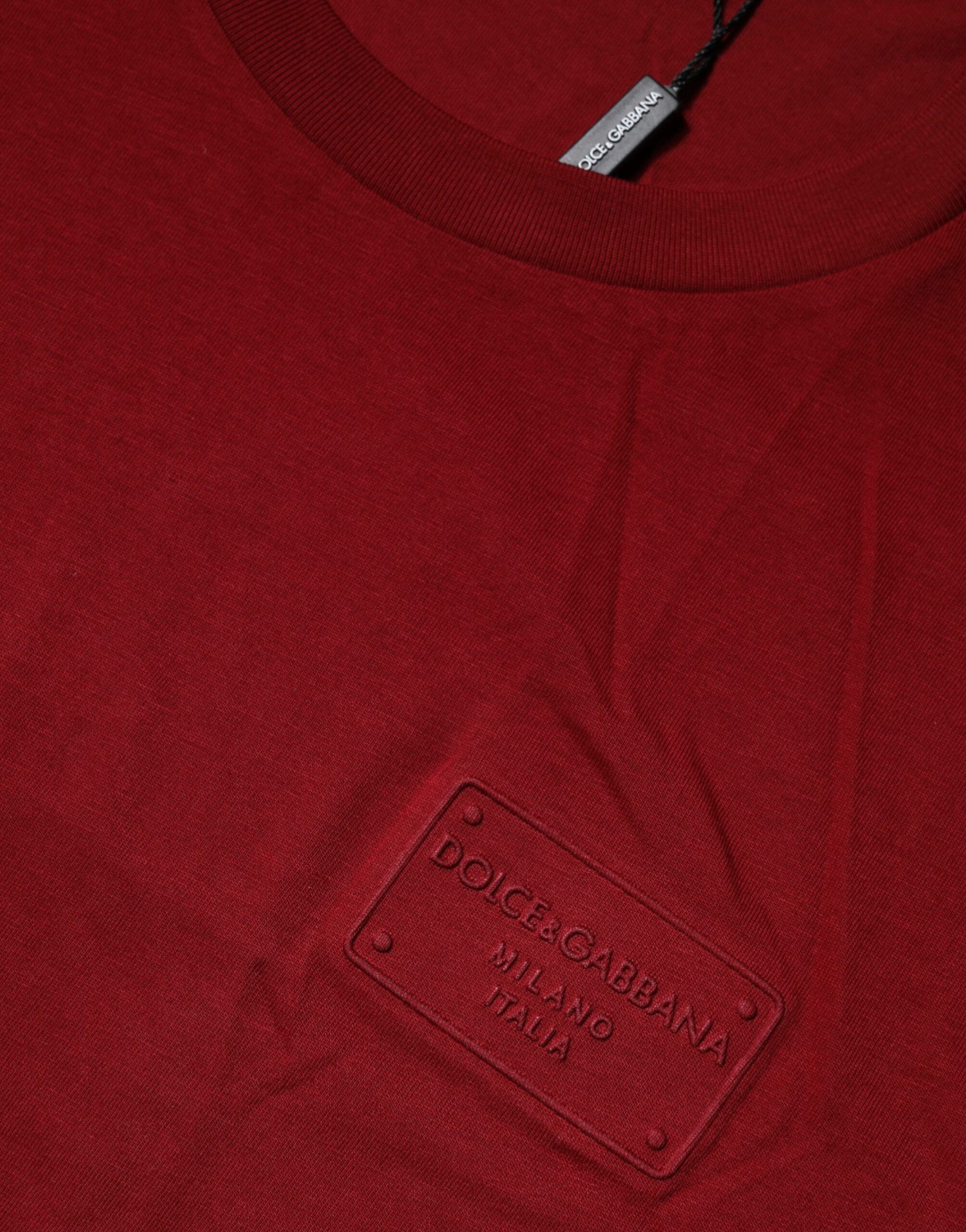 Dolce & Gabbana Maroon Logo Crew Neck Short Sleeves T-shirt by Dolce & Gabbana