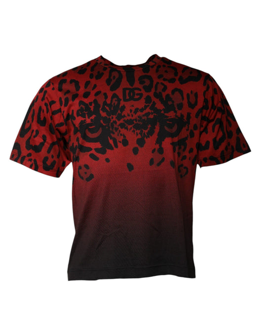 Dolce & Gabbana Red Leopard Cotton Short Sleeves T-shirt by Dolce & Gabbana