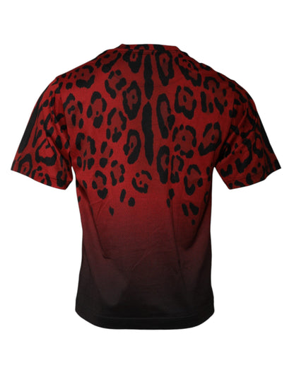 Dolce & Gabbana Red Leopard Cotton Short Sleeves T-shirt by Dolce & Gabbana