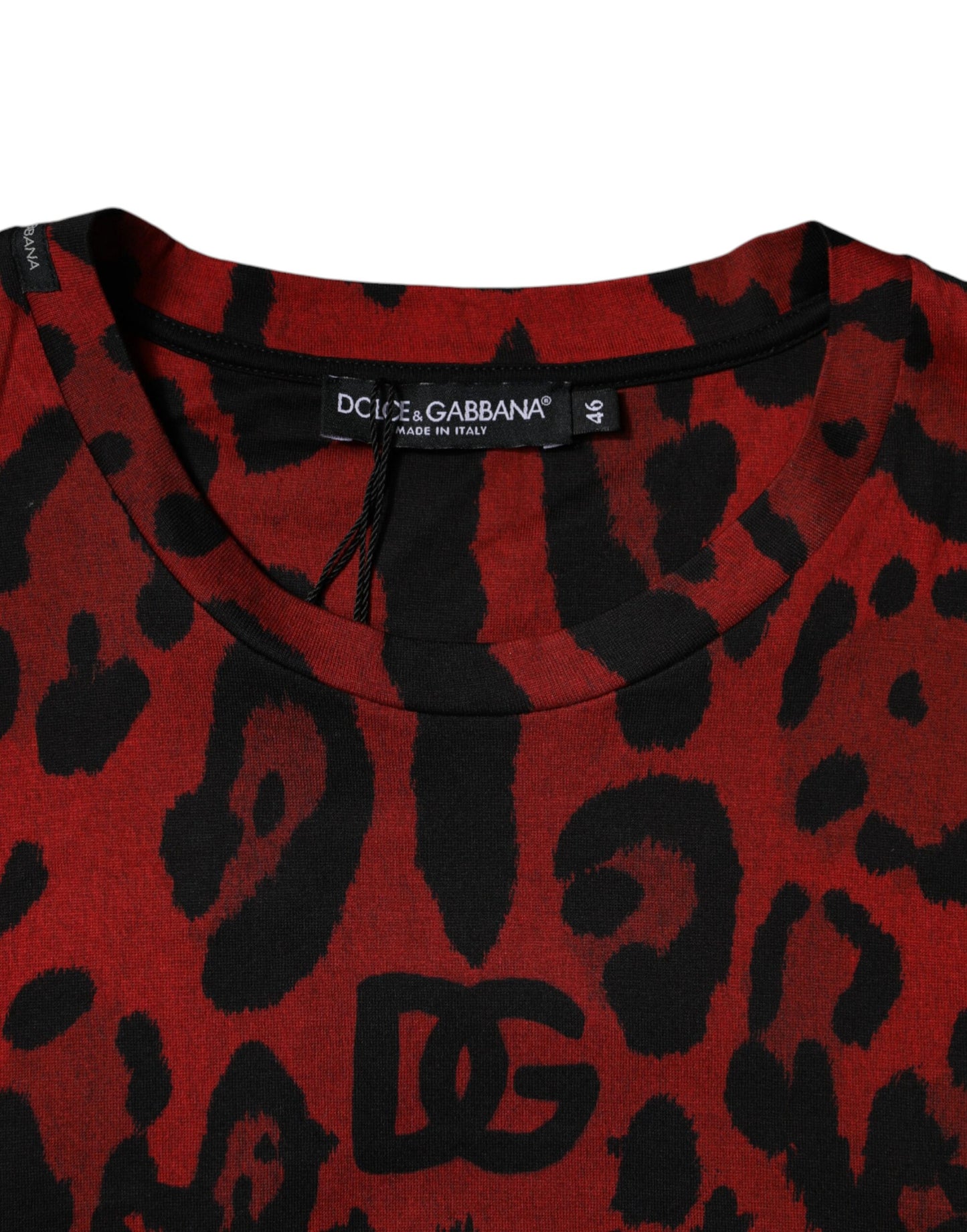 Dolce & Gabbana Red Leopard Cotton Short Sleeves T-shirt by Dolce & Gabbana