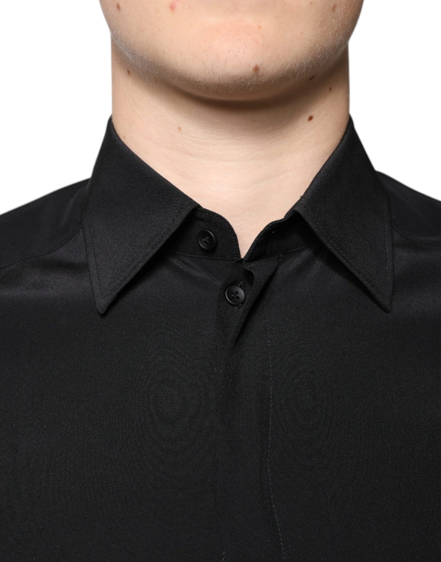 Dolce & Gabbana Black Silk Long Sleeves GOLD Dress Shirt by Dolce & Gabbana