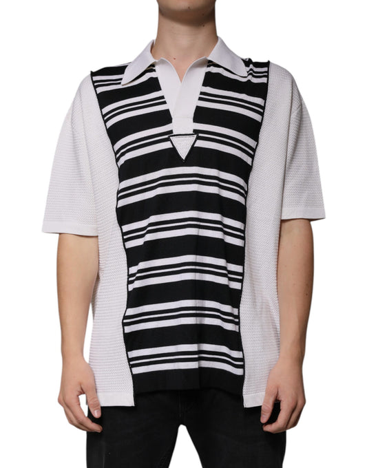 Polo à col à rayures noires et blanches Dolce &amp; Gabbana