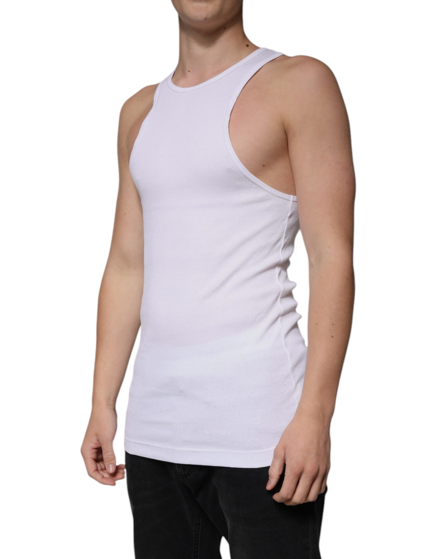 Dolce & Gabbana White Cotton Sleeveless Round Neck Tank T-shirt by Dolce & Gabbana