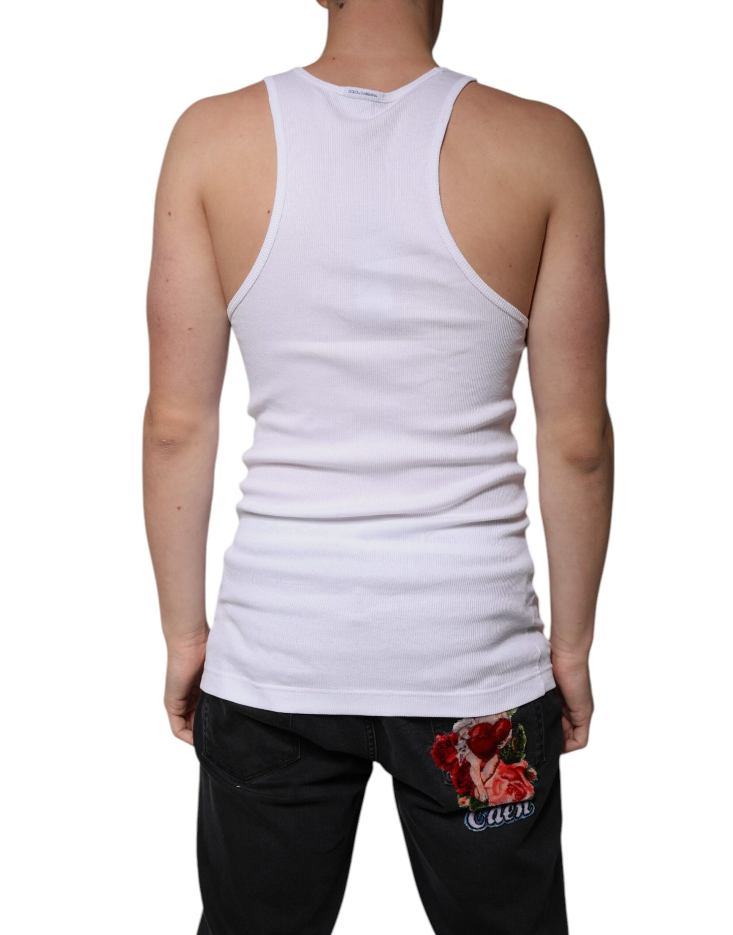 Dolce & Gabbana White Cotton Sleeveless Round Neck Tank T-shirt by Dolce & Gabbana
