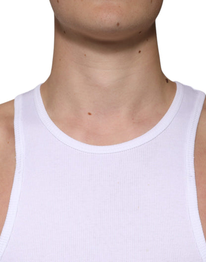 Dolce & Gabbana White Cotton Sleeveless Round Neck Tank T-shirt by Dolce & Gabbana