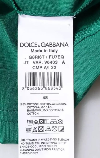 Dolce & Gabbana Green Logo Crew Neck Short Sleeves T-shirt by Dolce & Gabbana