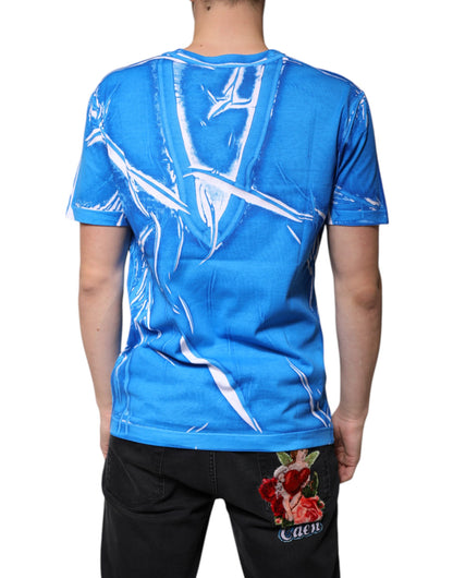 Dolce & Gabbana Blue Cotton V-neck Short Sleeves T-shirt by Dolce & Gabbana