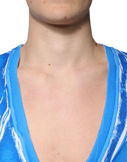 Dolce & Gabbana Blue Cotton V-neck Short Sleeves T-shirt by Dolce & Gabbana