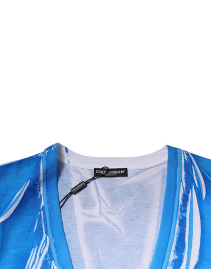 Dolce & Gabbana Blue Cotton V-neck Short Sleeves T-shirt by Dolce & Gabbana