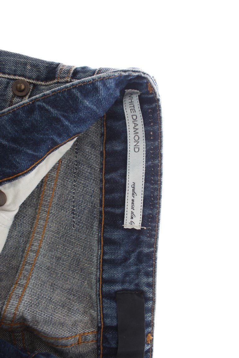Jean Cavalli élégant en denim bleu coupe évasée