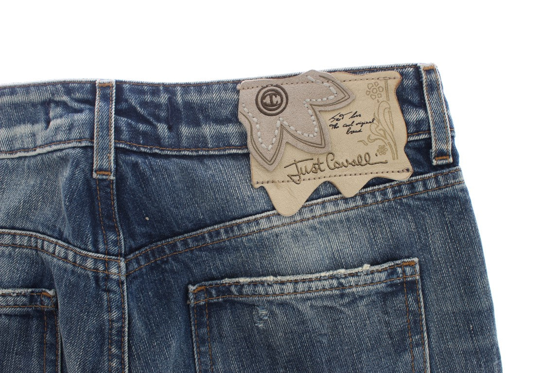 Jean Cavalli élégant en denim bleu coupe évasée