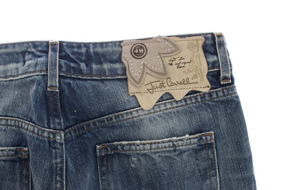 Jean Cavalli élégant en denim bleu coupe évasée