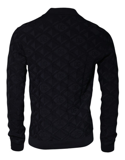 Dolce & Gabbana Black Silk Crew Neck Men Cardigan Sweater by Dolce & Gabbana