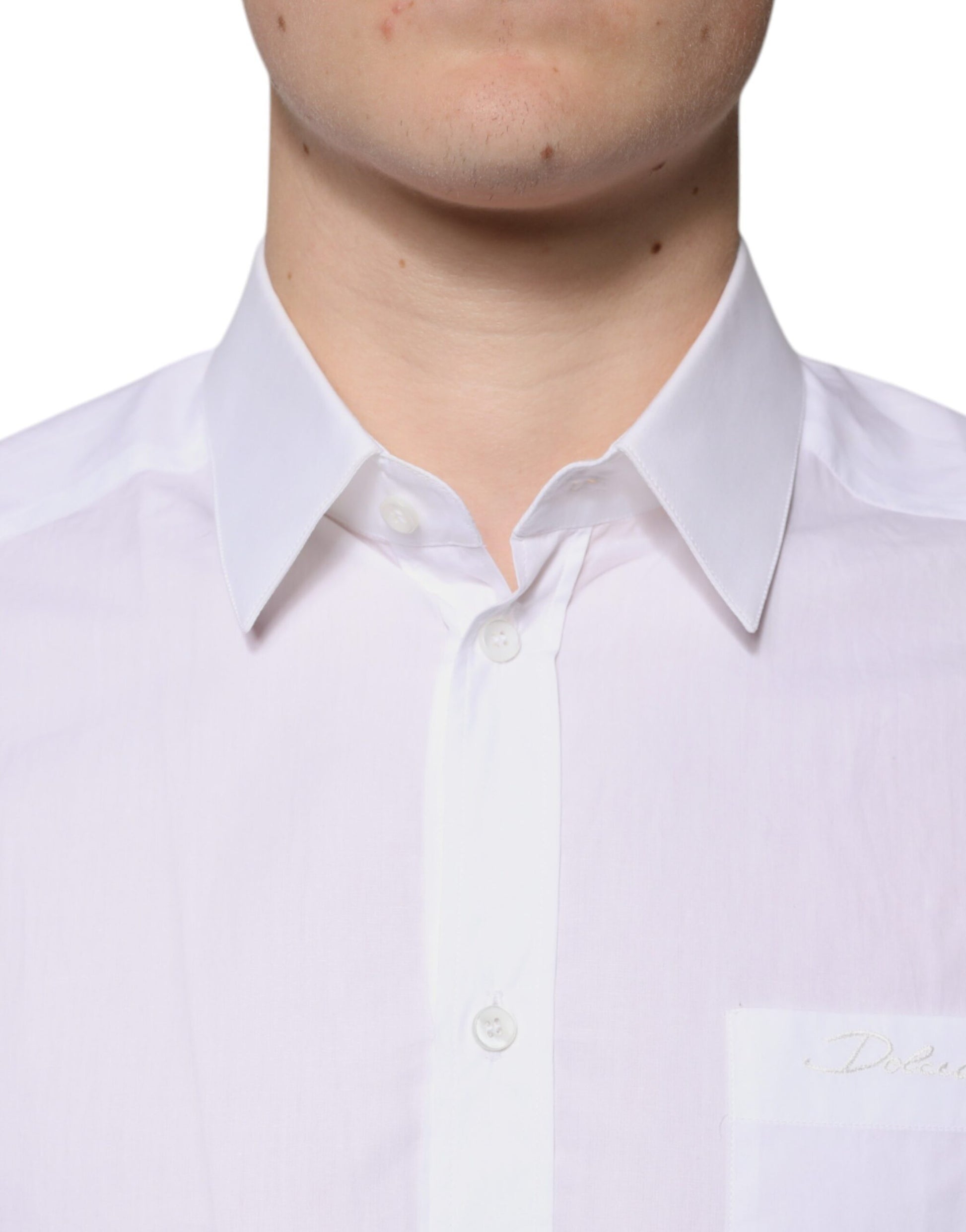 Dolce & Gabbana White Cotton Long Sleeves GOLD Dress Shirt by Dolce & Gabbana