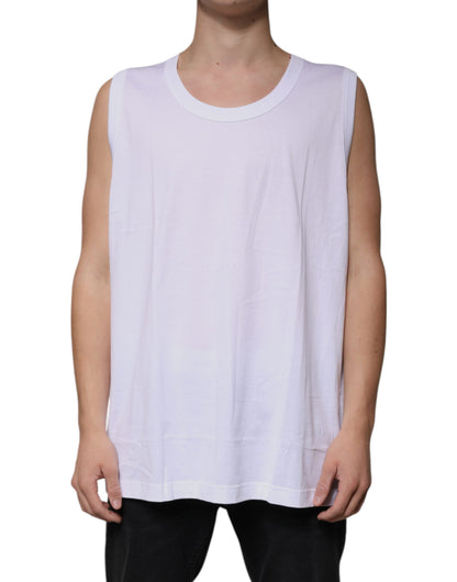 Dolce & Gabbana White Cotton Sleeveless Round Neck Tank T-shirt by Dolce & Gabbana