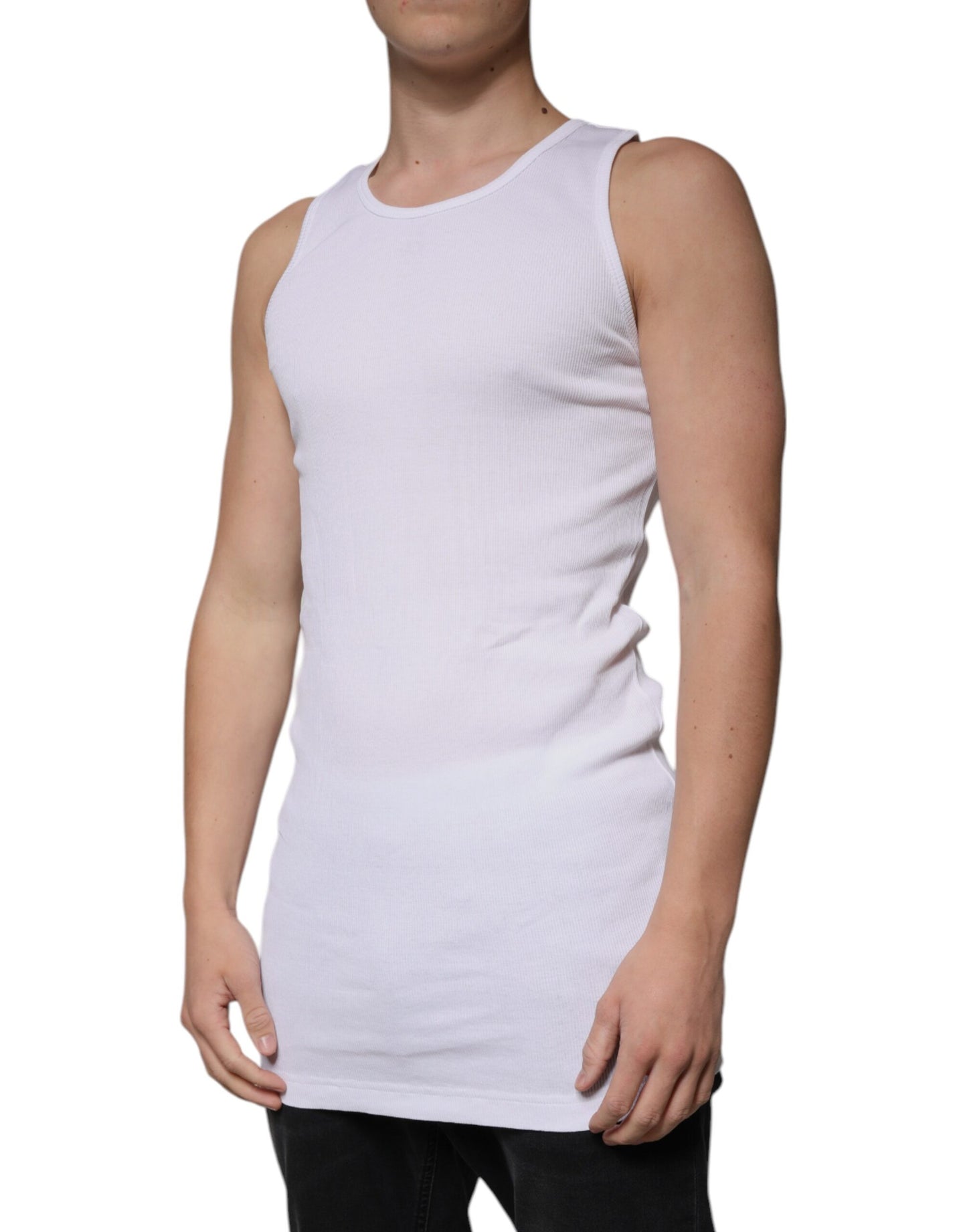 Dolce & Gabbana White Cotton Sleeveless Round Neck Tank T-shirt by Dolce & Gabbana