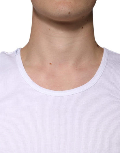 Dolce & Gabbana White Cotton Sleeveless Round Neck Tank T-shirt by Dolce & Gabbana