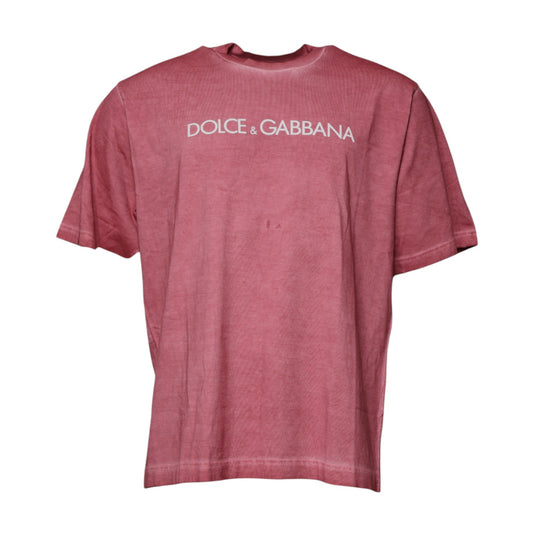 Dolce & Gabbana Pink Logo Print Cotton Crew Neck T-shirt by Dolce & Gabbana