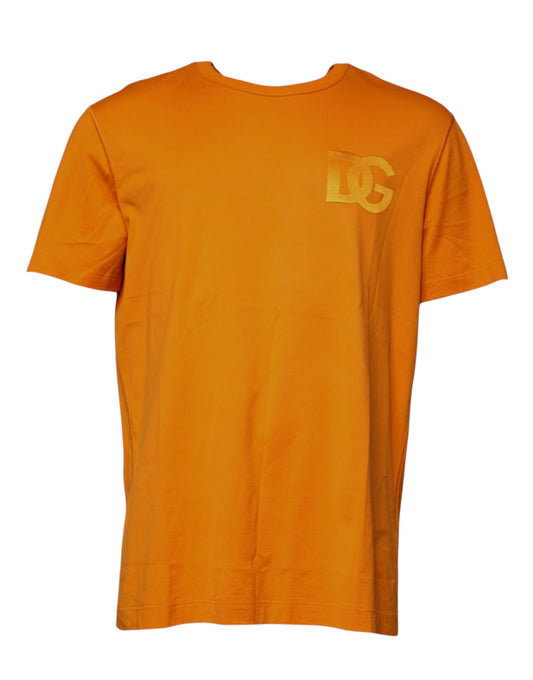 Dolce & Gabbana Orange Logo Cotton Crew Neck T-shirt by Dolce & Gabbana