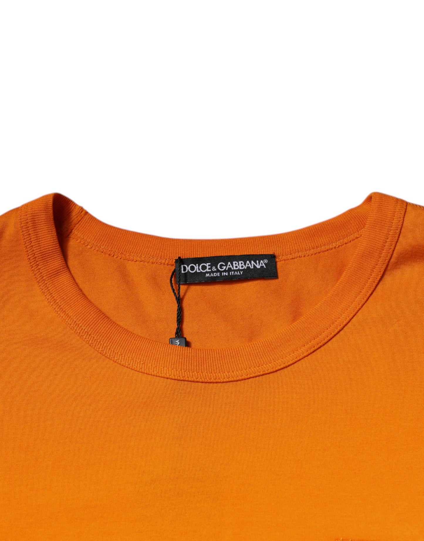 Dolce & Gabbana Orange Logo Cotton Crew Neck T-shirt by Dolce & Gabbana
