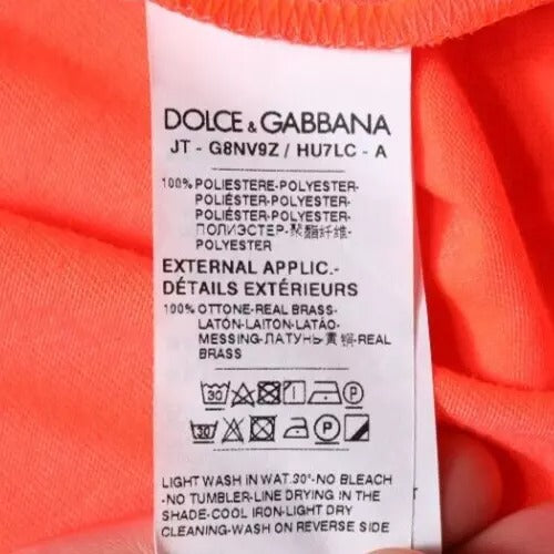Dolce & Gabbana Orange Logo Polyester Crew Neck T-shirt by Dolce & Gabbana