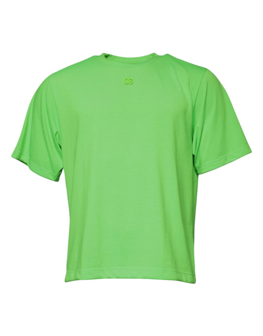 Dolce & Gabbana Green Logo Polyester Crew Neck T-shirt by Dolce & Gabbana