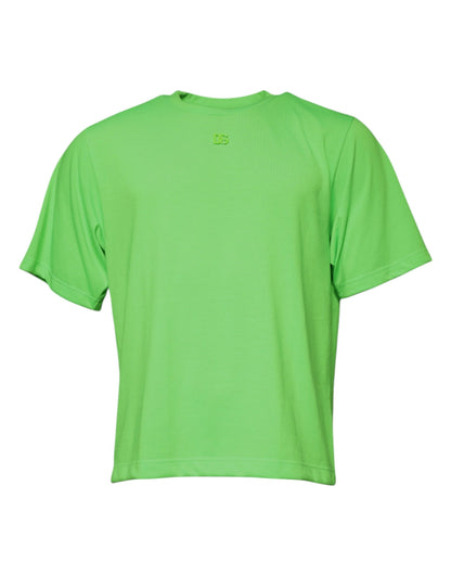 Dolce & Gabbana Green Logo Polyester Crew Neck T-shirt by Dolce & Gabbana