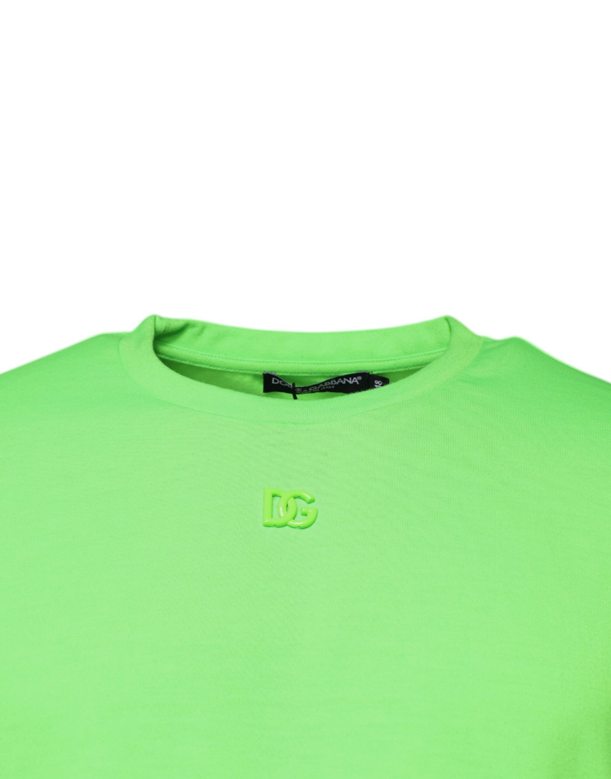 Dolce & Gabbana Green Logo Polyester Crew Neck T-shirt by Dolce & Gabbana