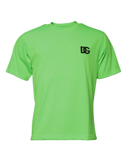 Dolce & Gabbana Green Logo Polyester Crew Neck T-shirt by Dolce & Gabbana