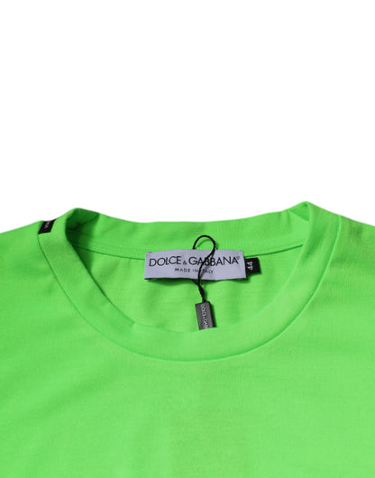 Dolce & Gabbana Green Logo Polyester Crew Neck T-shirt by Dolce & Gabbana