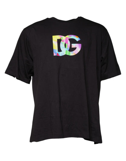 Dolce & Gabbana Black Logo Print Cotton Crew Neck T-shirt by Dolce & Gabbana