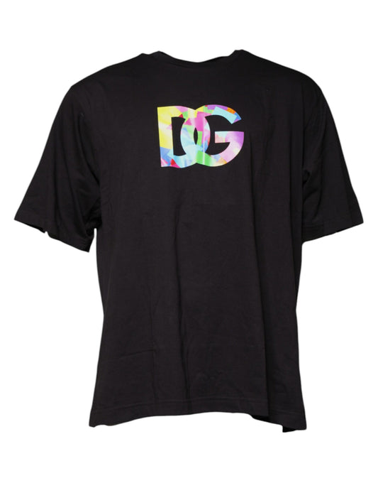 Dolce & Gabbana Black Logo Print Cotton Crew Neck T-shirt by Dolce & Gabbana