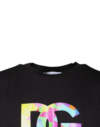 Dolce & Gabbana Black Logo Print Cotton Crew Neck T-shirt by Dolce & Gabbana