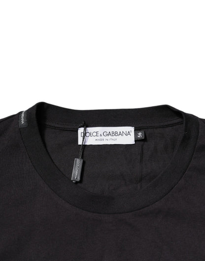 Dolce & Gabbana Black Logo Print Cotton Crew Neck T-shirt by Dolce & Gabbana