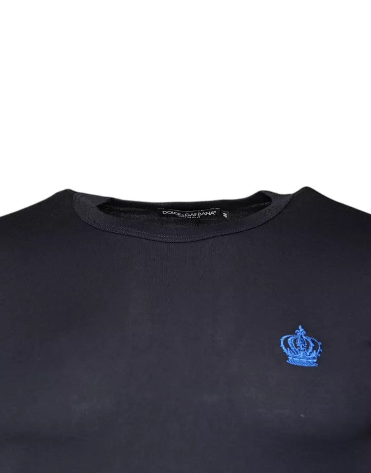 Dolce & Gabbana Blue Crown Crew Neck Short Sleeves T-shirt by Dolce & Gabbana