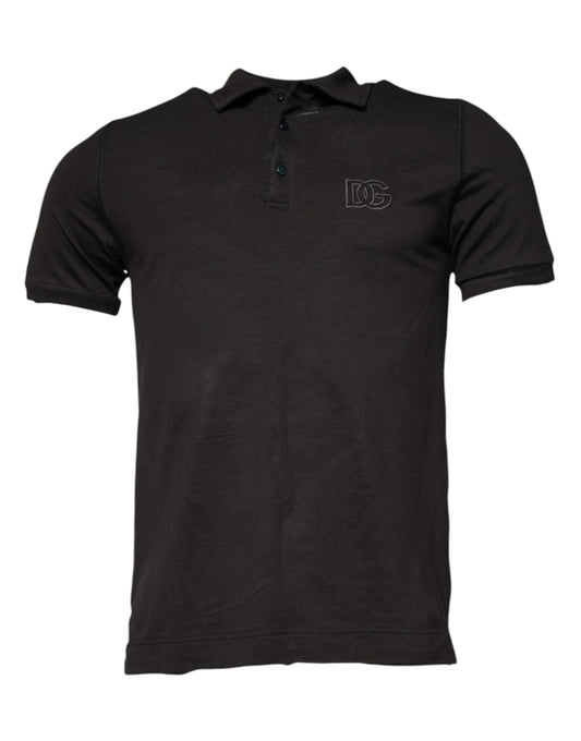 Polo à manches courtes et col gris foncé Dolce &amp; Gabbana