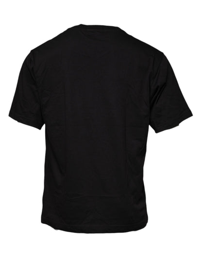 Dolce & Gabbana Black Logo Print Cotton Crew Neck T-shirt by Dolce & Gabbana
