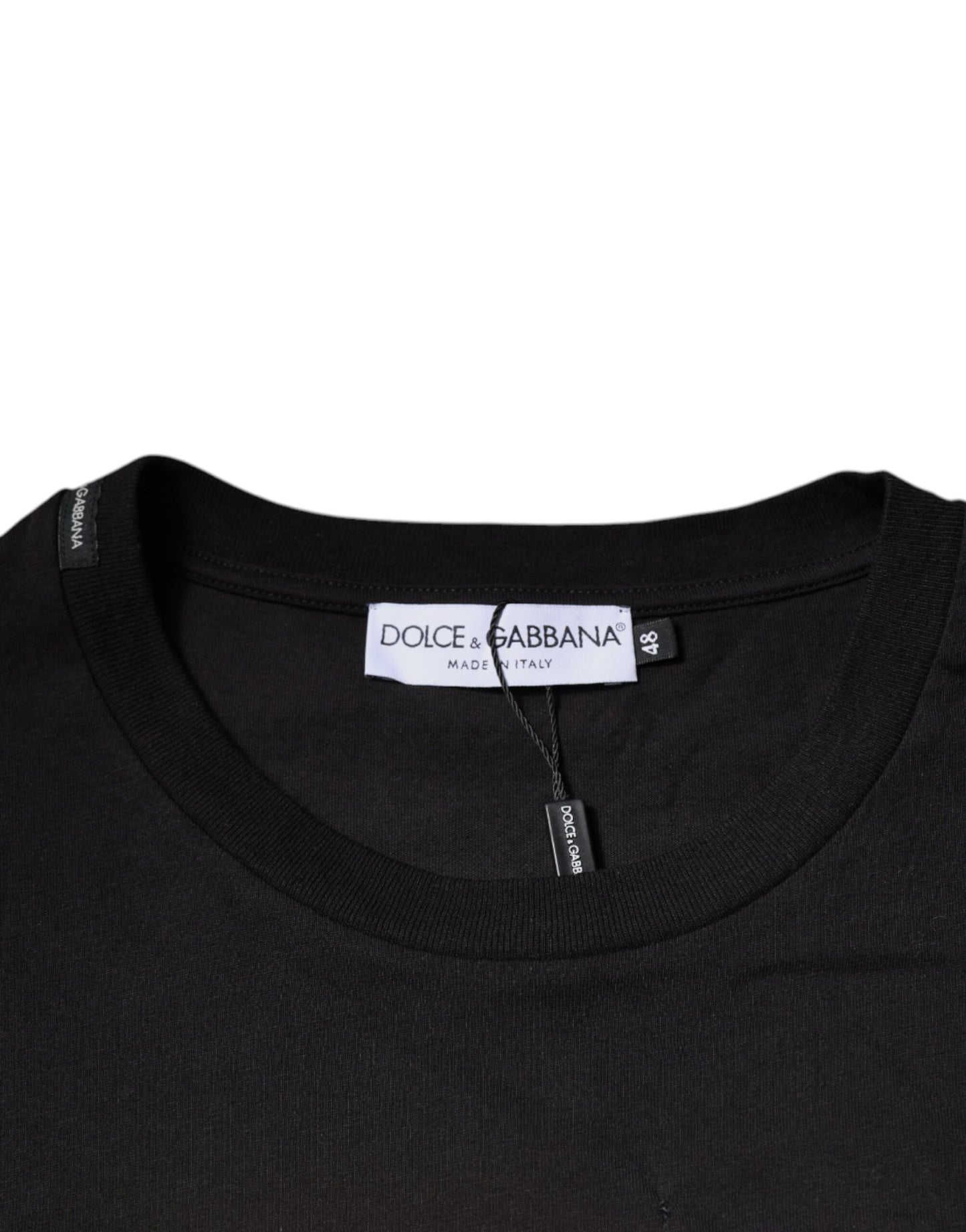 Dolce & Gabbana Black Logo Print Cotton Crew Neck T-shirt by Dolce & Gabbana