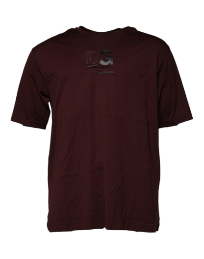 Dolce & Gabbana Brown Logo Print Cotton Crew Neck T-shirt by Dolce & Gabbana