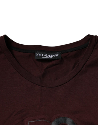Dolce & Gabbana Brown Logo Print Cotton Crew Neck T-shirt by Dolce & Gabbana