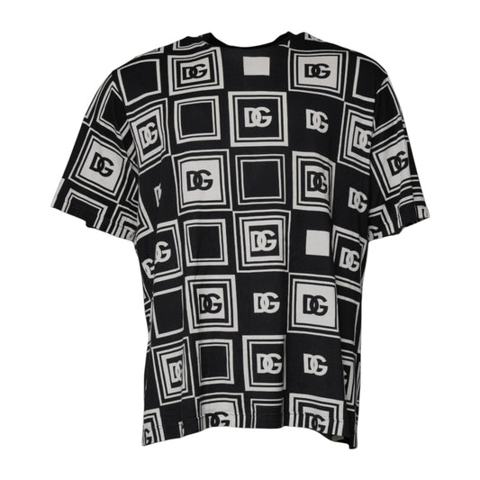 Dolce & Gabbana Black Logo Monogram Cotton Crew Neck T-shirt by Dolce & Gabbana