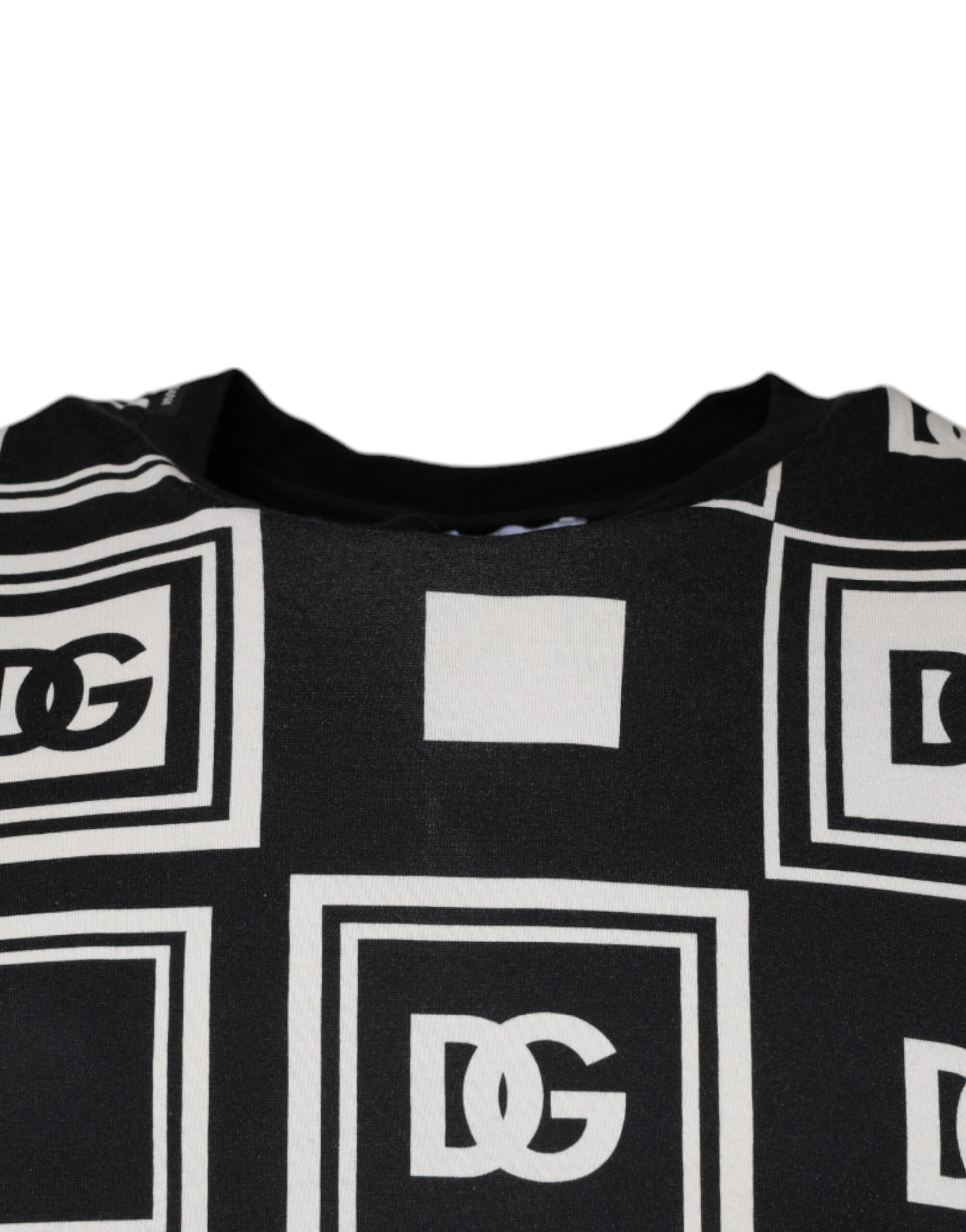 Dolce & Gabbana Black Logo Monogram Cotton Crew Neck T-shirt by Dolce & Gabbana