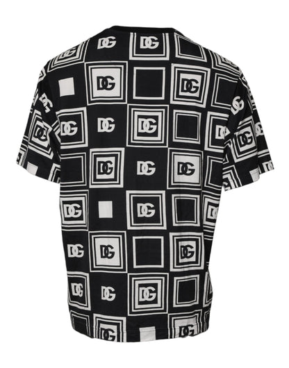 Dolce & Gabbana Black Logo Monogram Cotton Crew Neck T-shirt by Dolce & Gabbana