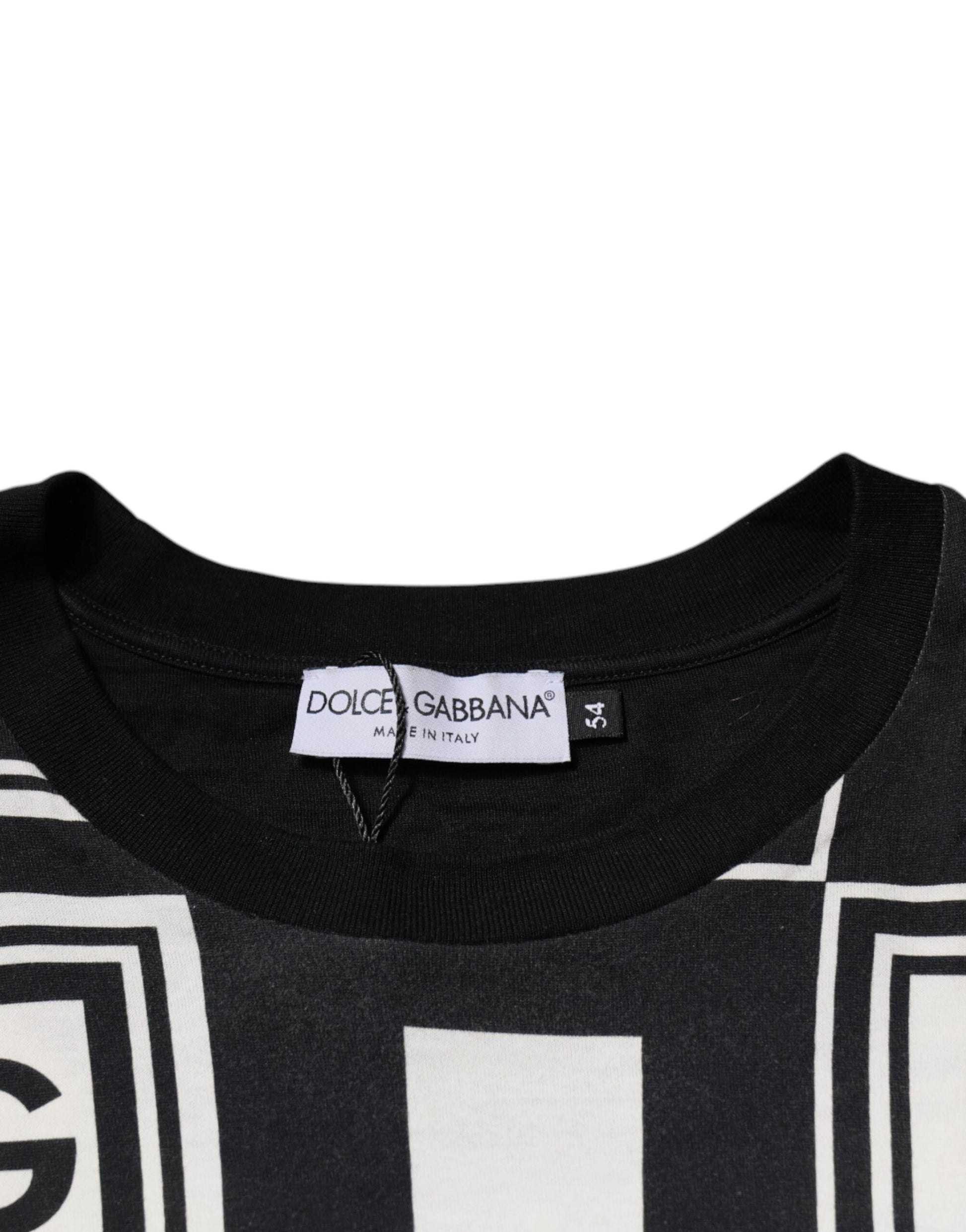Dolce & Gabbana Black Logo Monogram Cotton Crew Neck T-shirt by Dolce & Gabbana