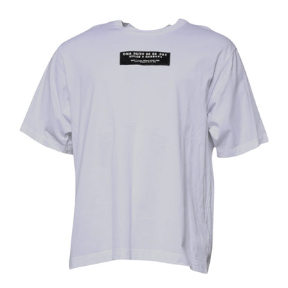 Dolce & Gabbana White Logo Print Cotton Crew Neck T-shirt by Dolce & Gabbana