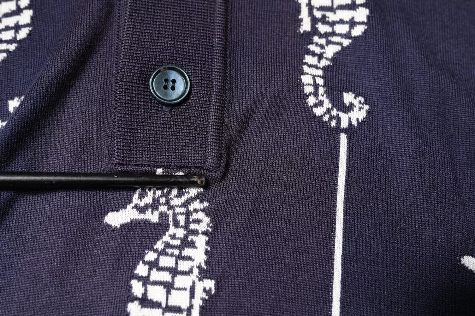 Polo Dolce &amp; Gabbana bleu foncé à col hippocampe