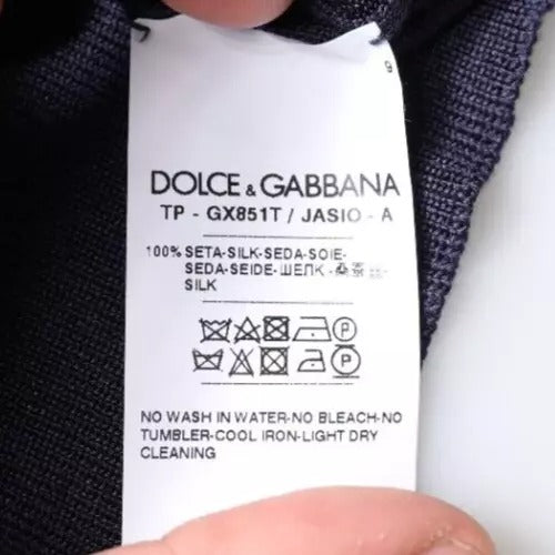 Polo Dolce &amp; Gabbana bleu foncé à col hippocampe