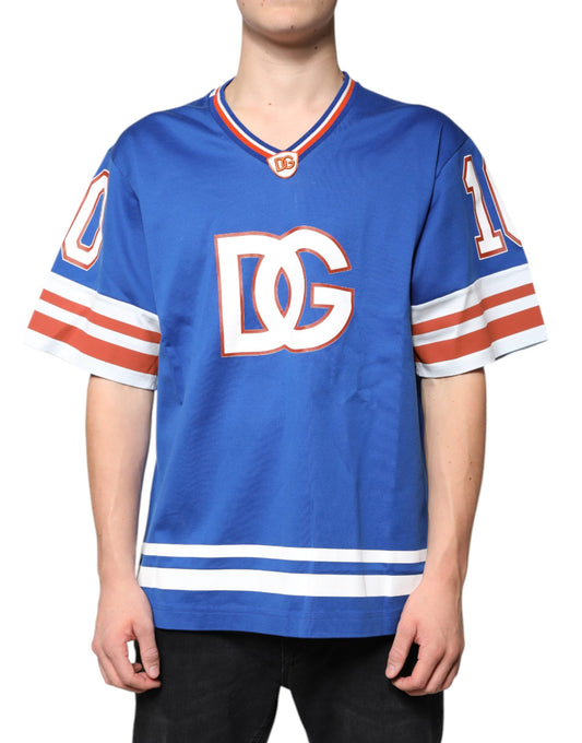 Dolce & Gabbana Blue Logo V-neck Short Sleeve T-shirt by Dolce & Gabbana